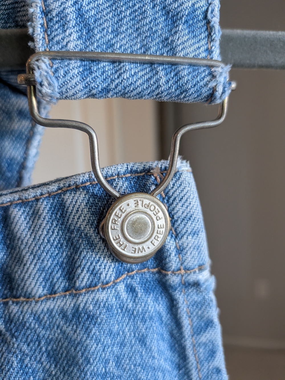 We The Free light blue denim Barrel Leg overalls - Picture 6 of 8
